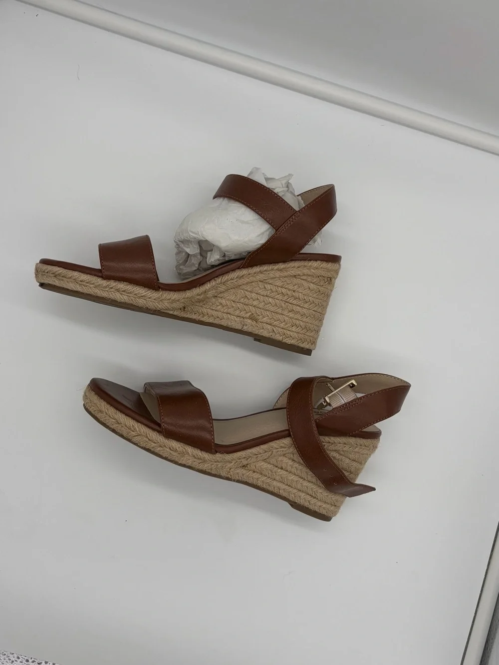 Women’s Brown Leather-Look Ankle Strap Sandals